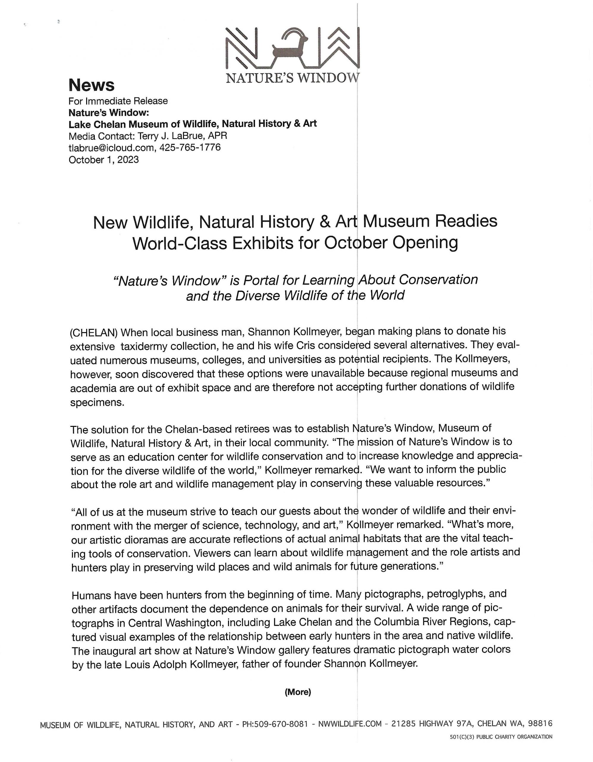 New Wildlife Museum_Artisans Converge in Chelan-Inaugural Art Exhibit at Natures Window_page-0001